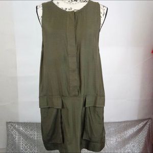 Dainty Hooligan Olive Sleeveless Utility Dress M